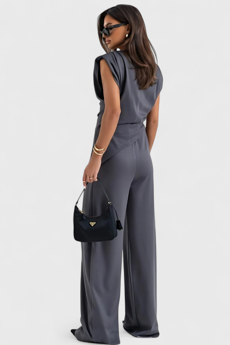 Sofia Asymmetrical Set with Draped Shoulders