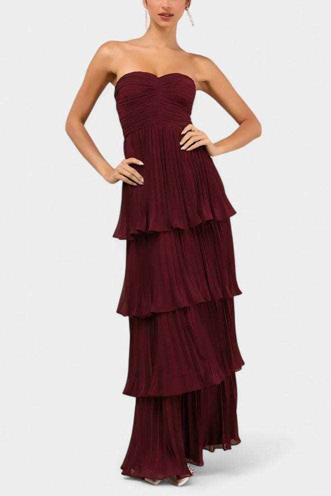 June Ruffled Dress with Heart Neckline and Layered Silhouette