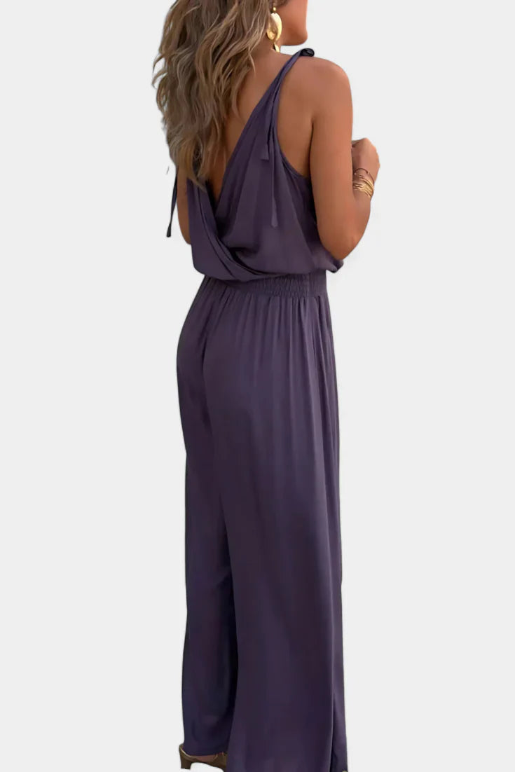 Donatila Unique Jumpsuit with Golden Details and Open Leg