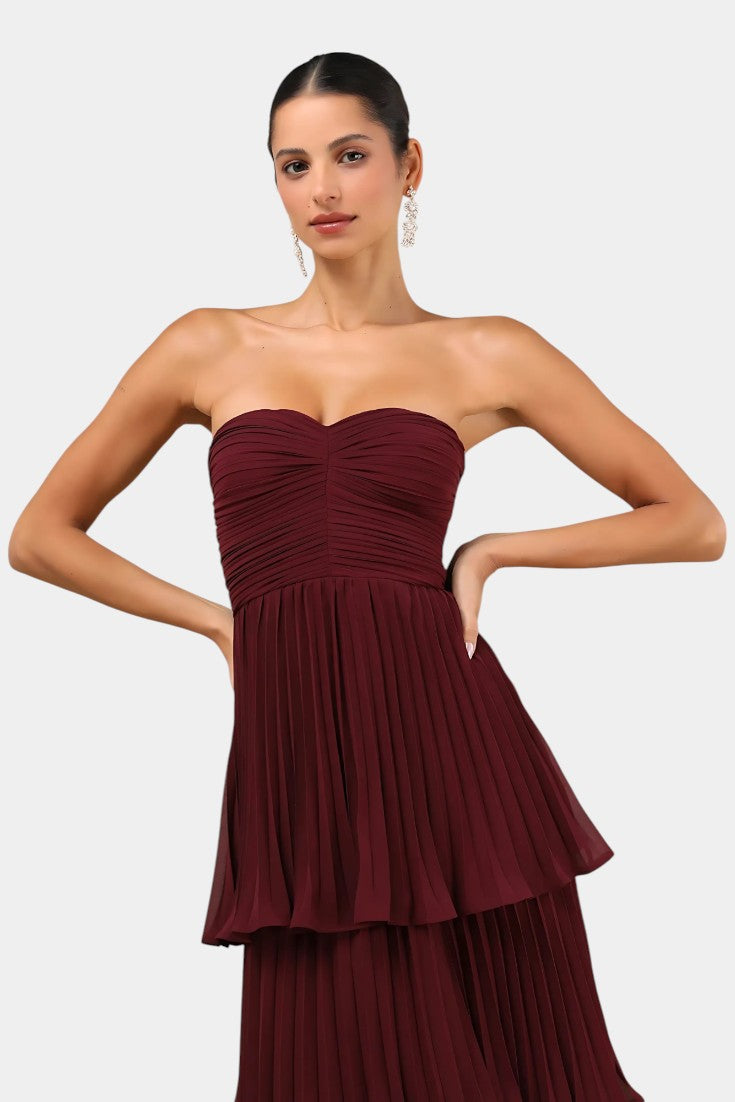 June Ruffled Dress with Heart Neckline and Layered Silhouette