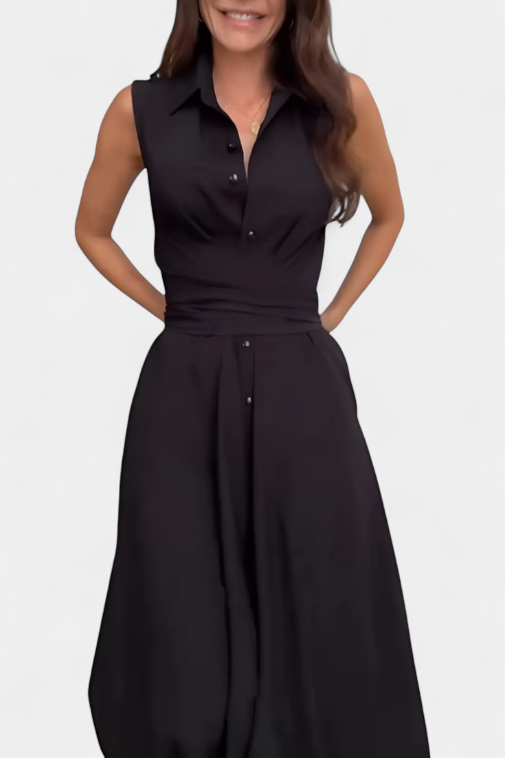 Meryl Button-Up Shirt Dress with Adjustable Bow