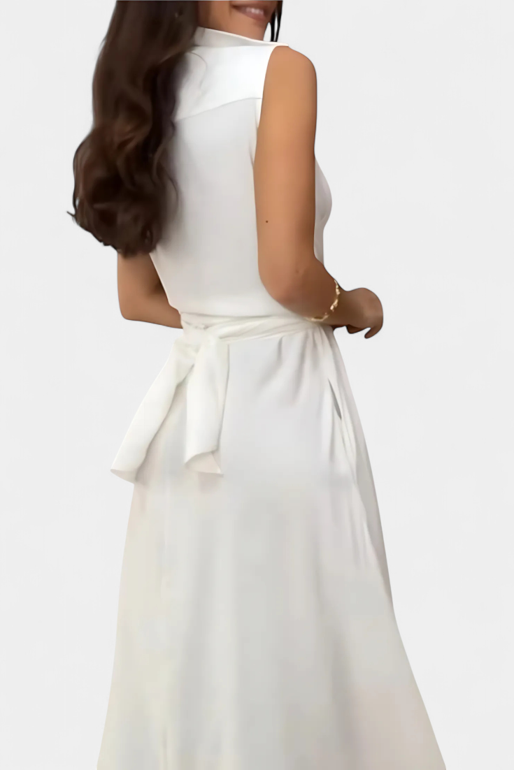 Meryl Button-Up Shirt Dress with Adjustable Bow