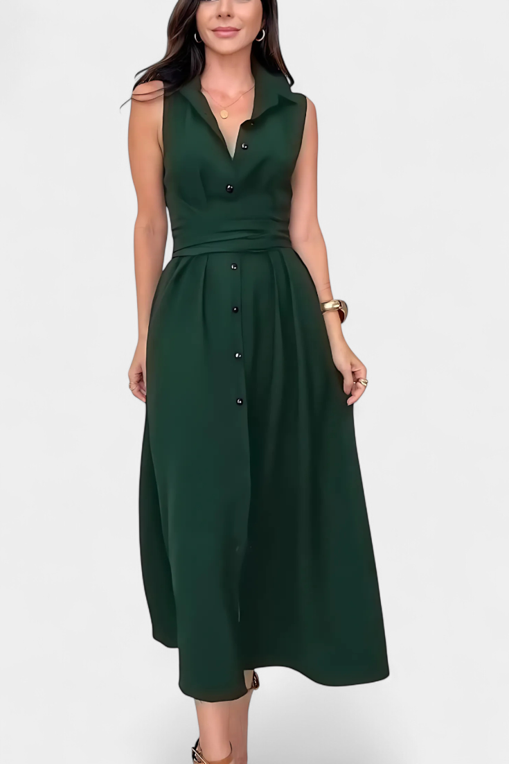 Meryl Button-Up Shirt Dress with Adjustable Bow