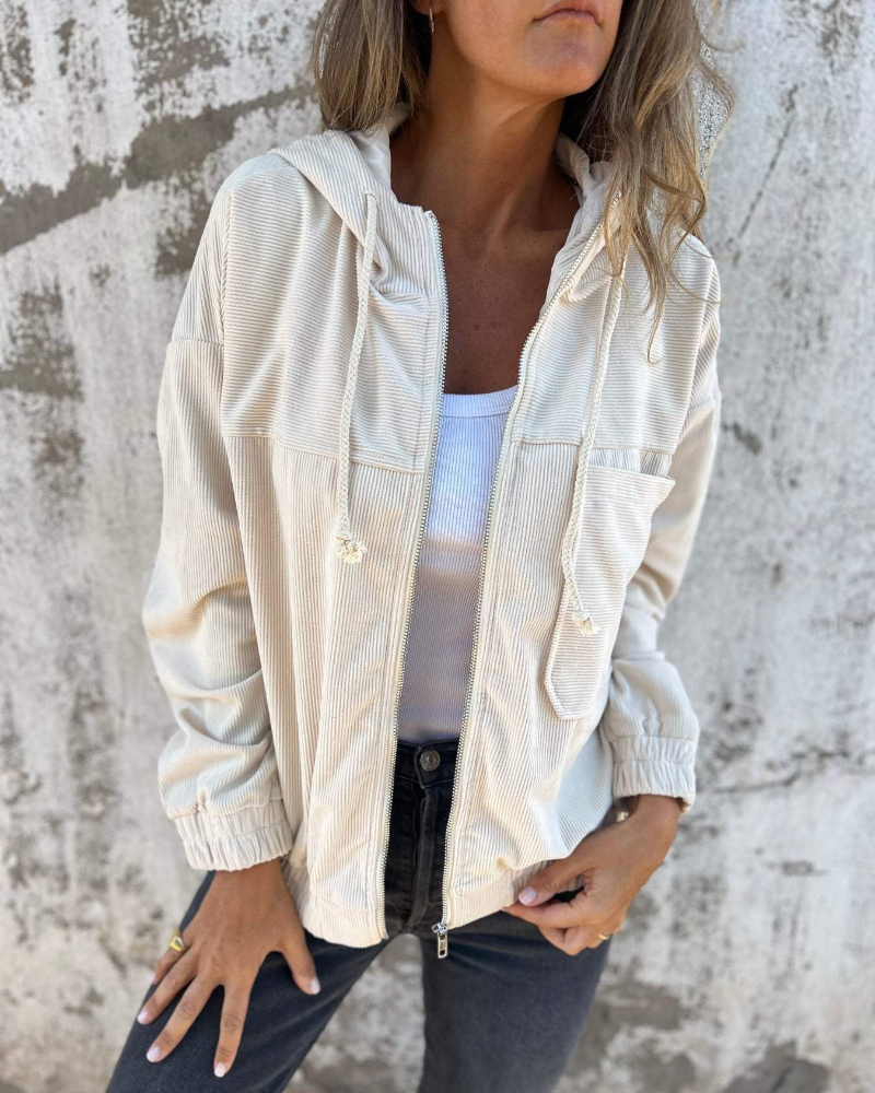 Ella | Corduroy Jacket with Hood and Zipper