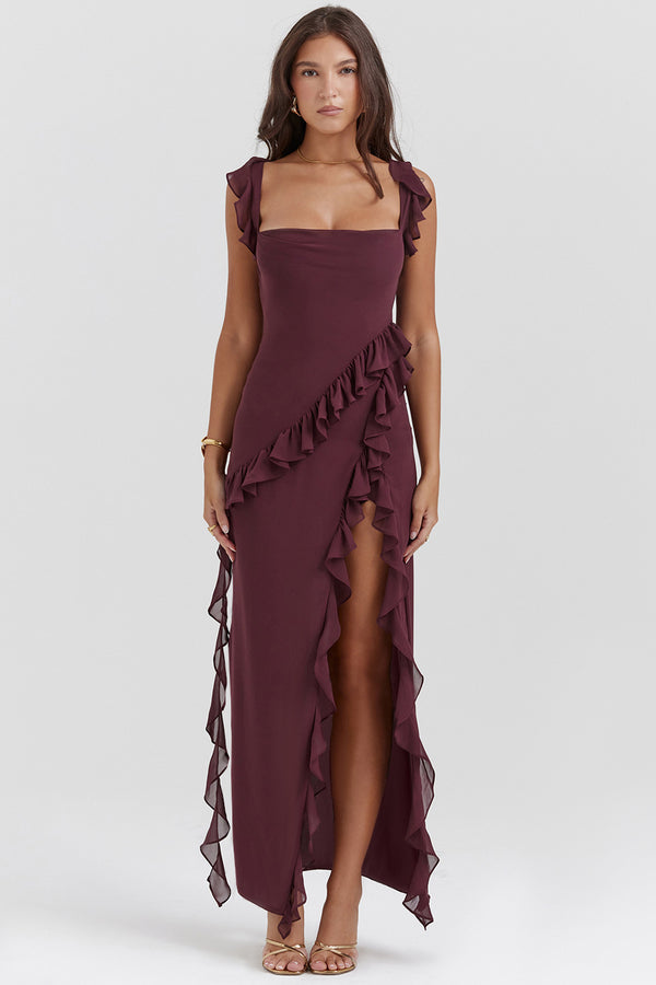 Regina® | Amira Long Dress – Dark Plum