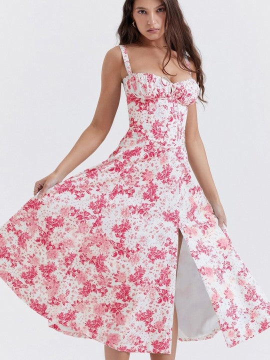 Zane® | SHANA Pink floral corset dress