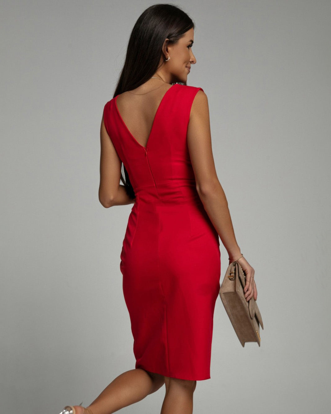 Florine | Fitted Dress with V-Neck and Split