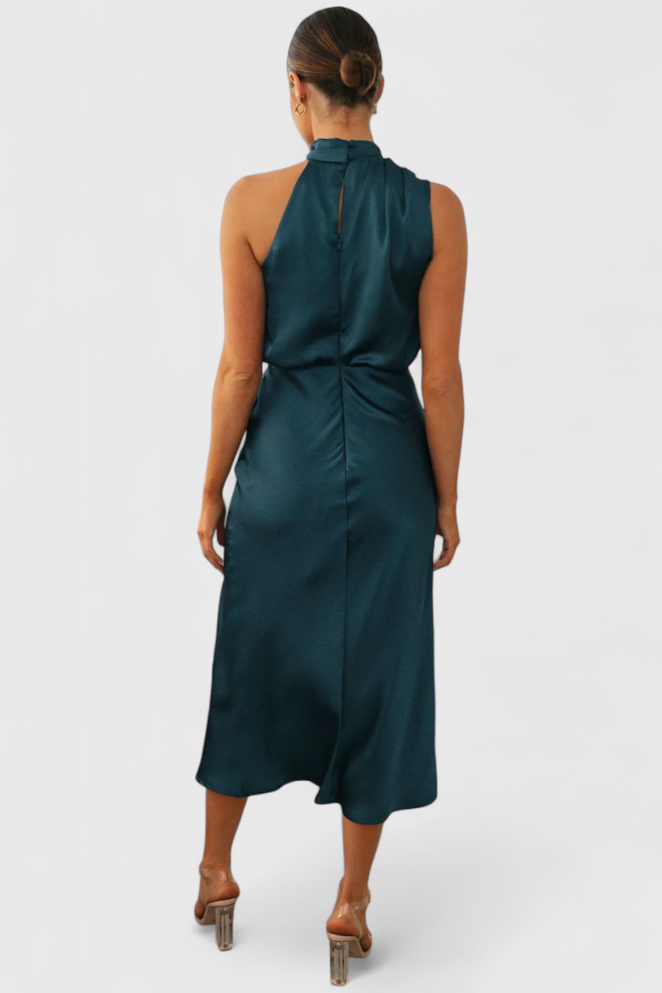 Rina Elegant Draped Halter Neck Dress
