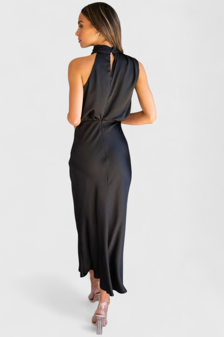 Rina Elegant Draped Halter Neck Dress