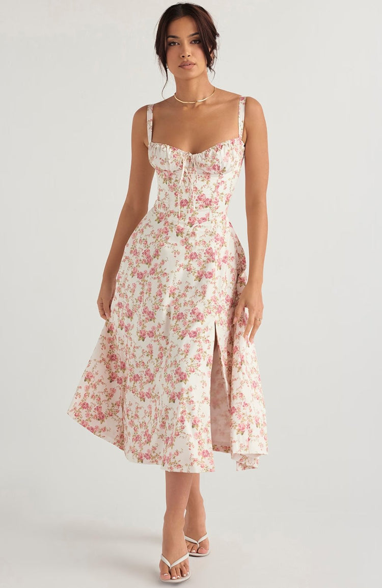 Zane® | SHANA Pink floral corset dress
