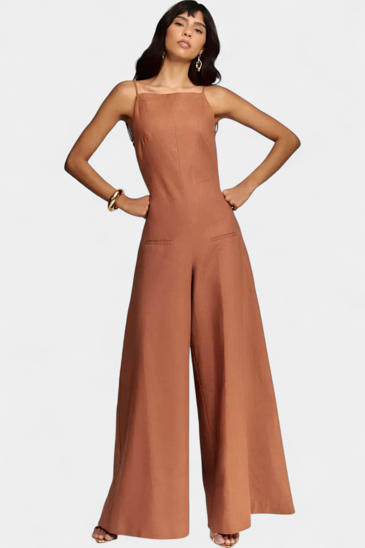 Belén Wide-Leg Halter Jumpsuit with Radiant Fall