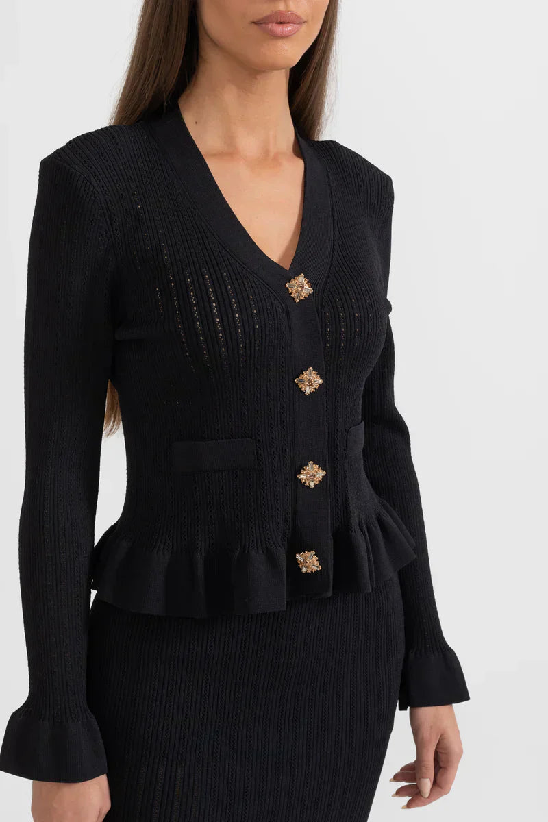 Prudence Refined Knit Midi Dress Set with Button Top