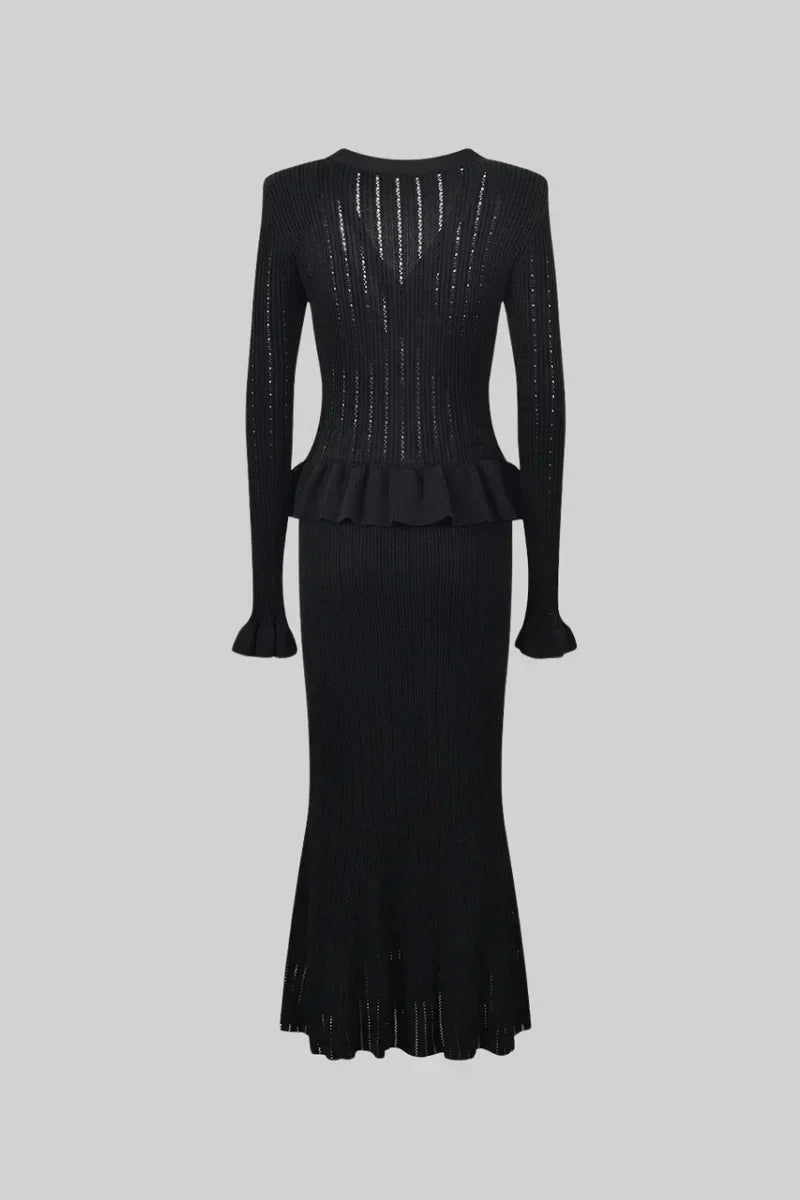 Prudence Refined Knit Midi Dress Set with Button Top