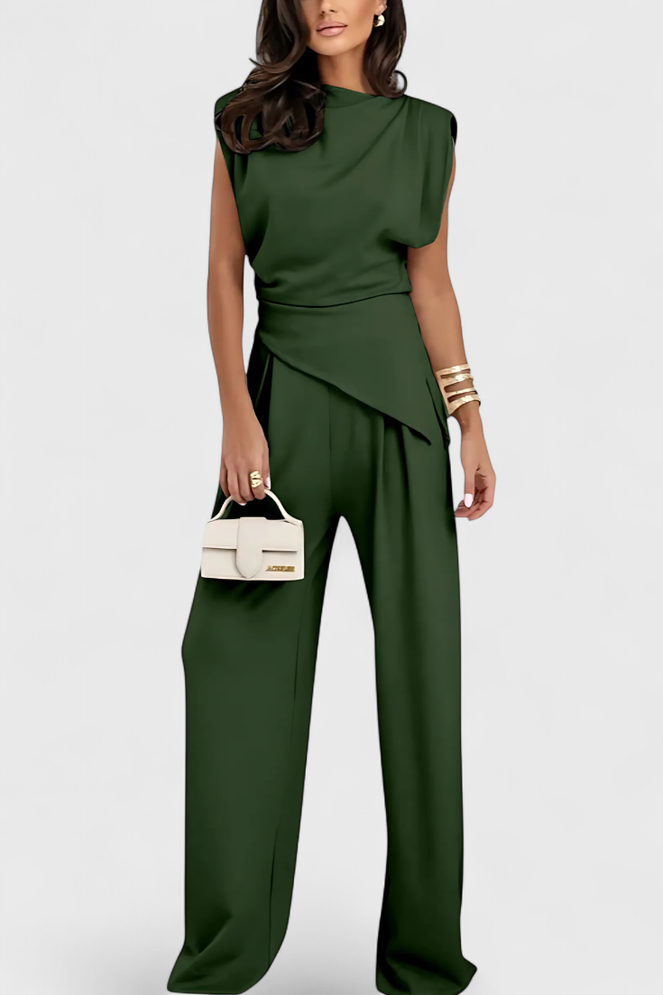 Sofia Asymmetrical Set with Draped Shoulders