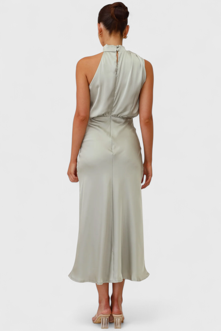 Rina Elegant Draped Halter Neck Dress