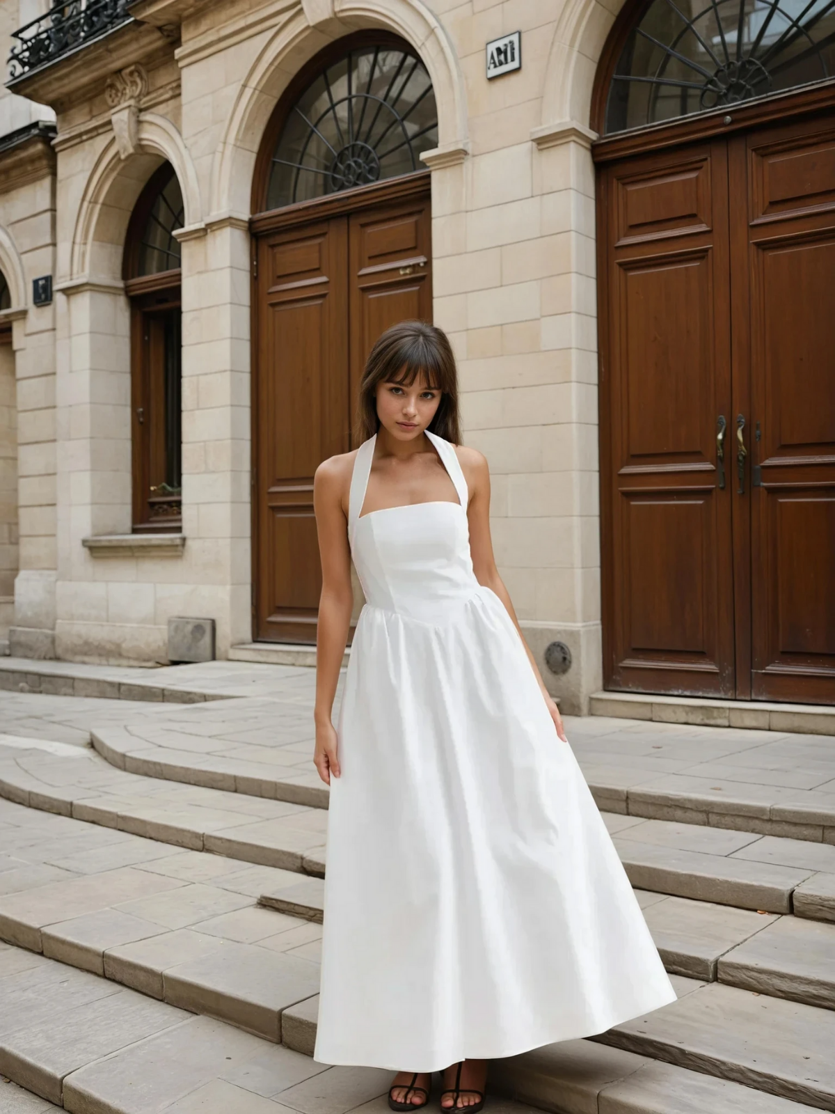Ayşe® | Simple and Chic Halter A Line Long Dress