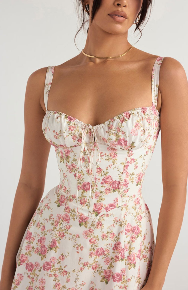 Zane® | SHANA Pink floral corset dress