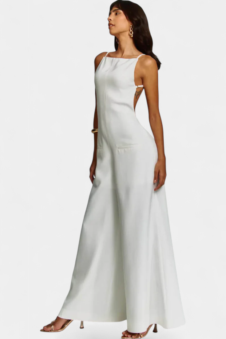 Belén Wide-Leg Halter Jumpsuit with Radiant Fall