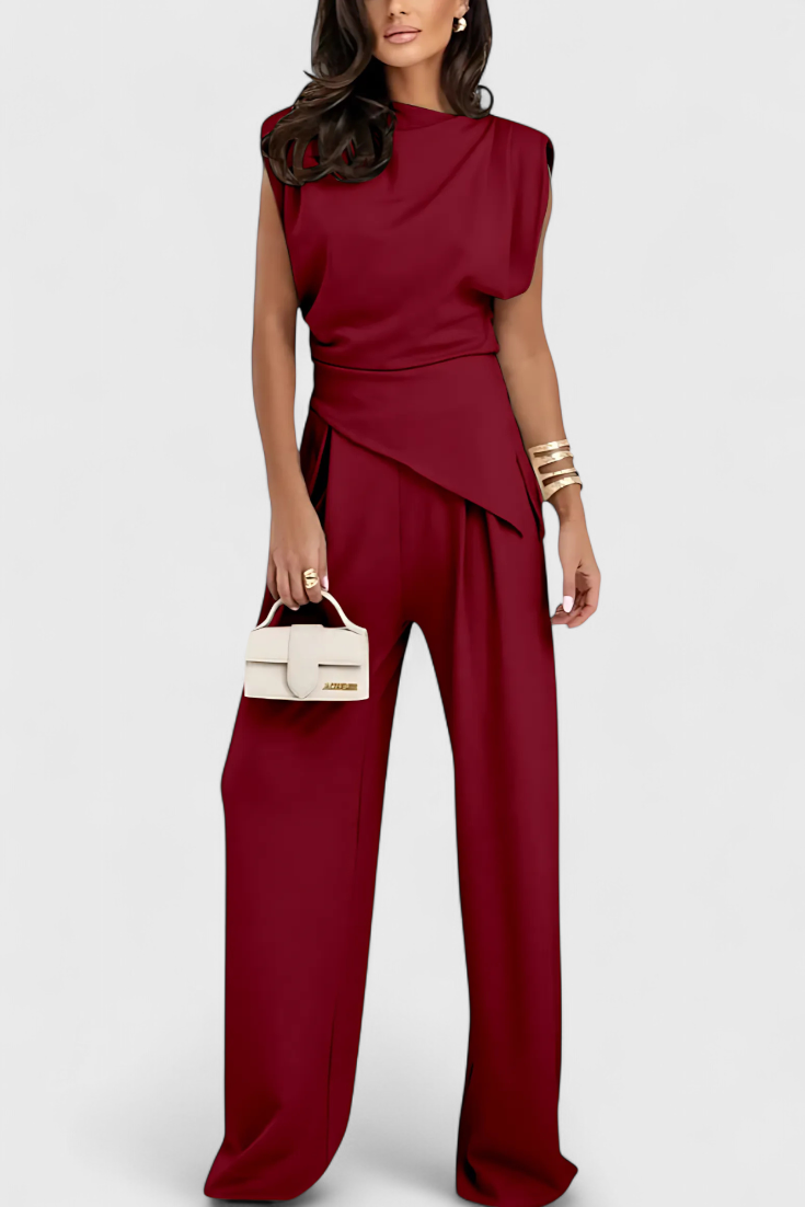 Sofia Asymmetrical Set with Draped Shoulders