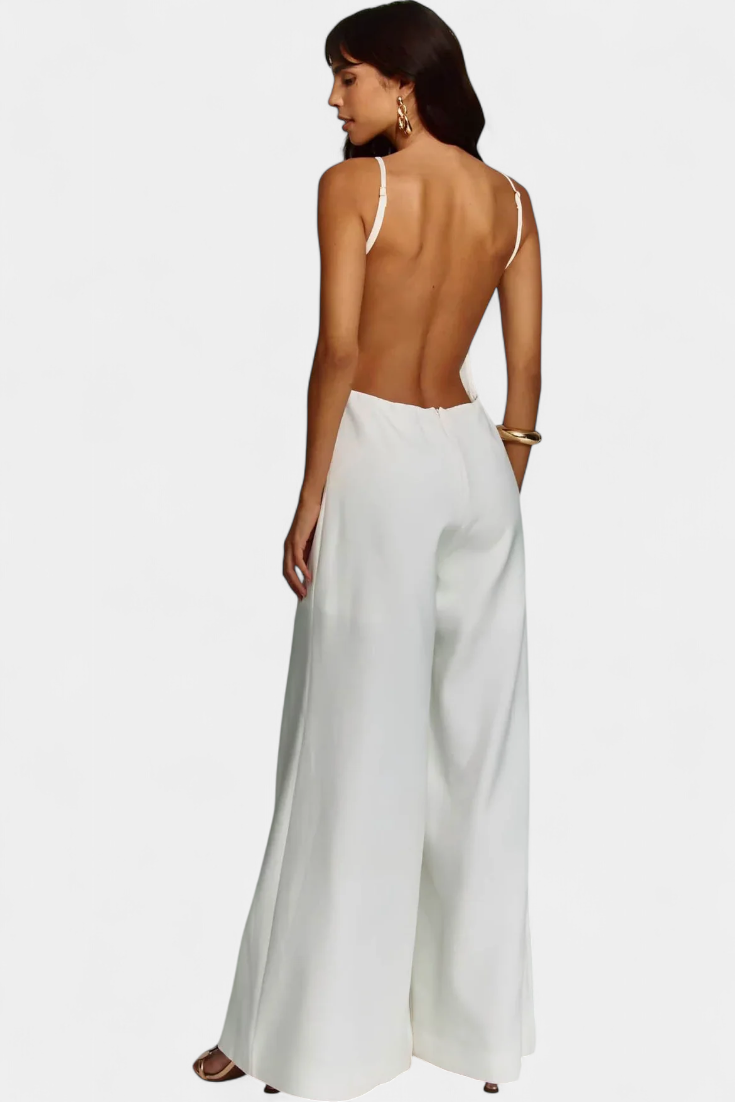 Belén Wide-Leg Halter Jumpsuit with Radiant Fall