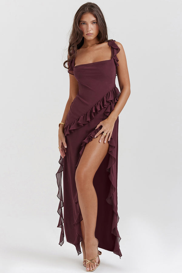 Regina® | Amira Long Dress – Dark Plum