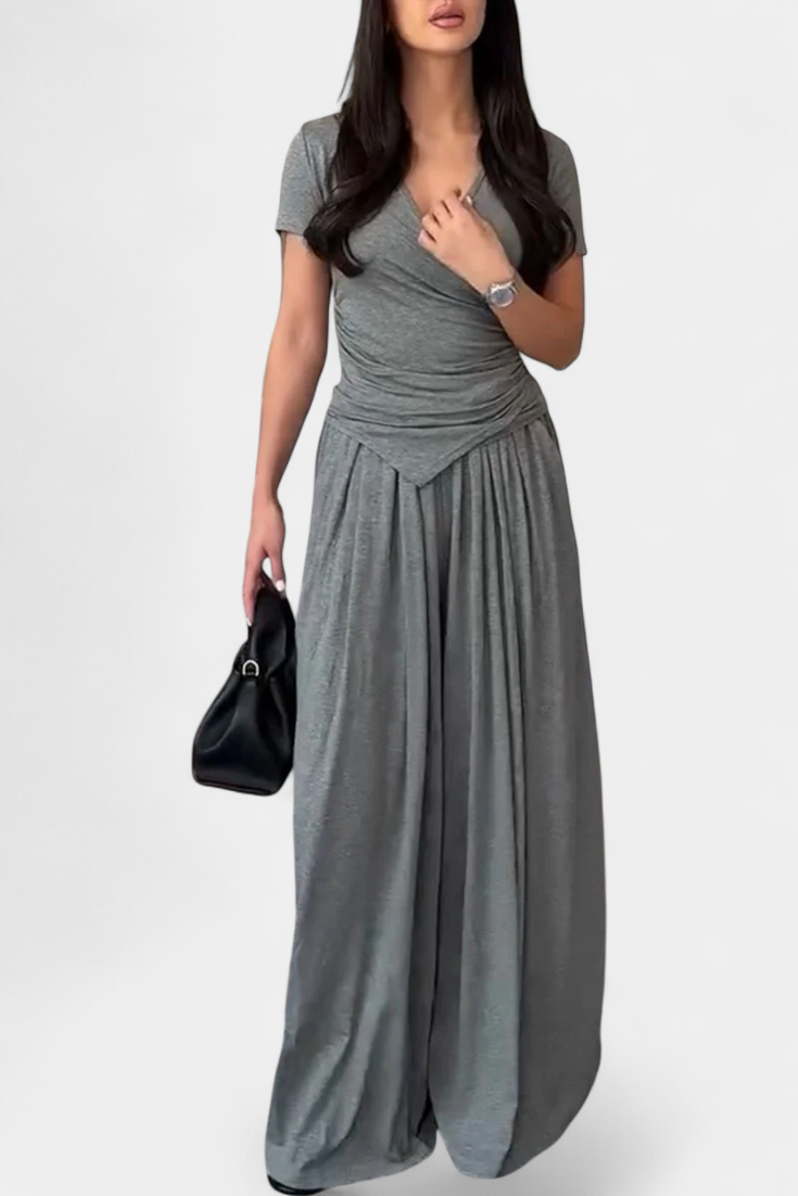 Ruslana Comfortable Two-Piece Set with Cross V-Neck