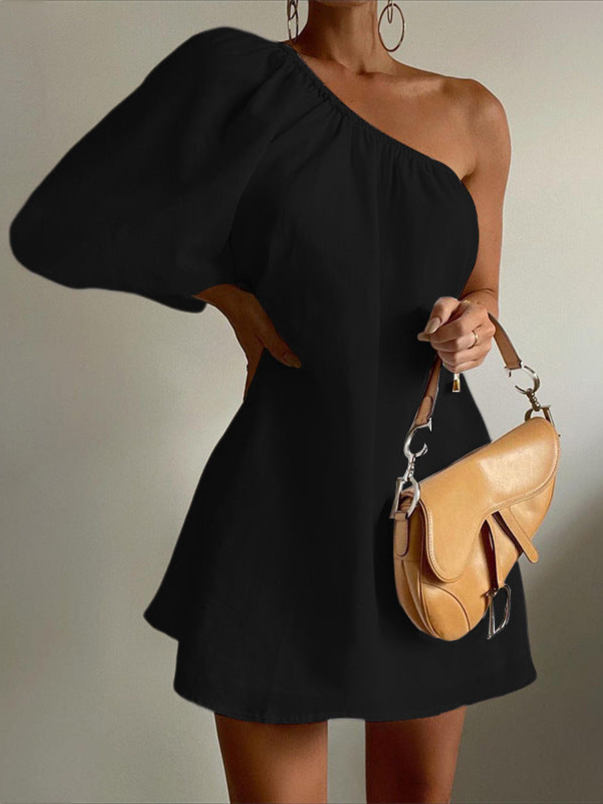 İrem® | Slant Shoulder Short Dress