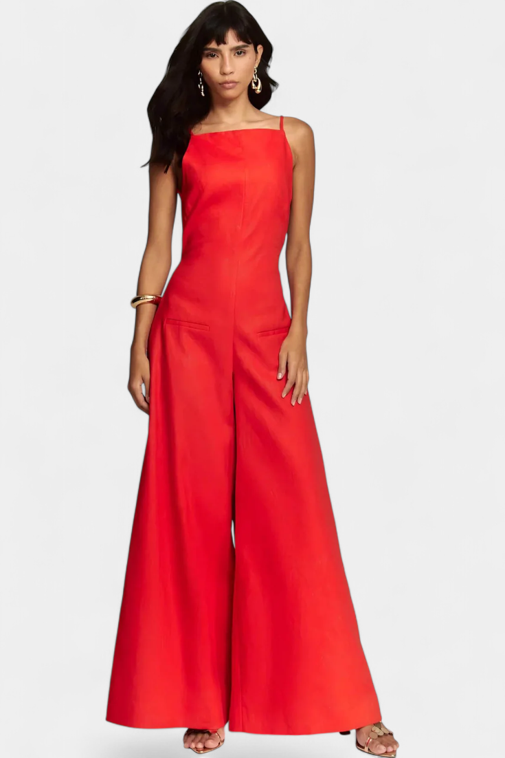 Belén Wide-Leg Halter Jumpsuit with Radiant Fall