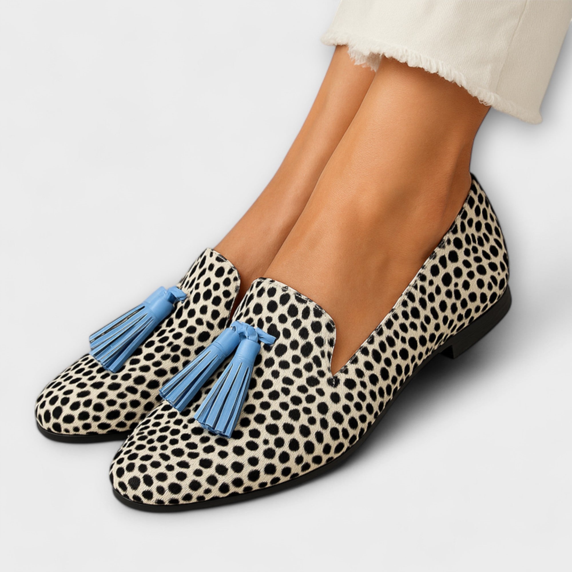 Mira Sneakers with Tassels and Polka Dot Print