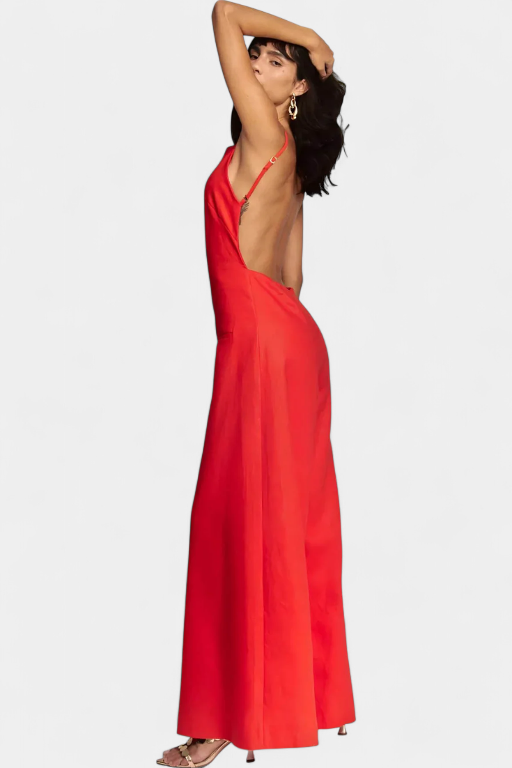 Belén Wide-Leg Halter Jumpsuit with Radiant Fall