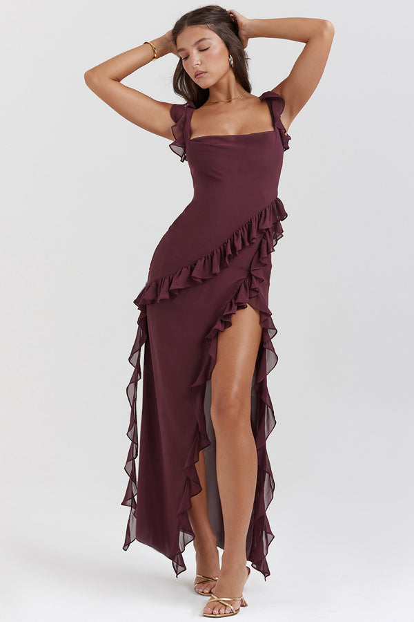 Regina® | Amira Long Dress – Dark Plum
