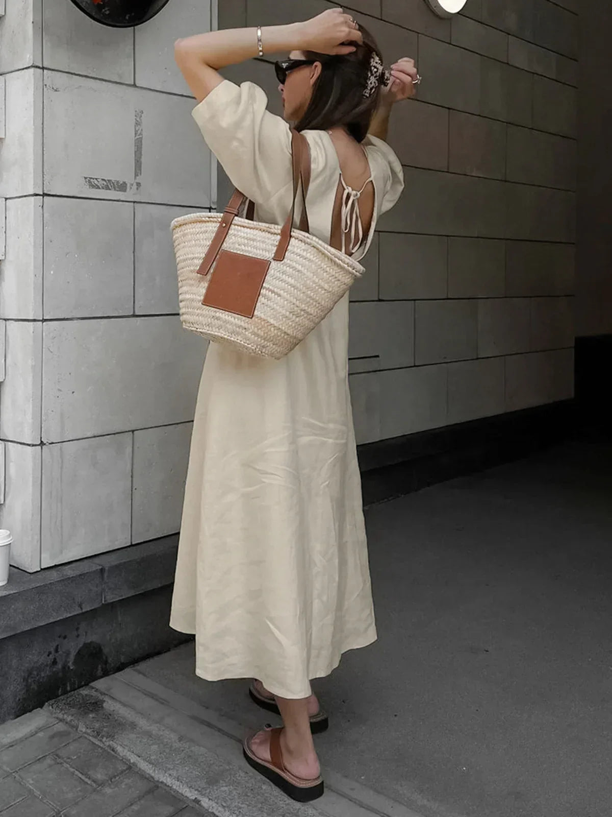 Margot® | Button-Front Knotted Long Dress