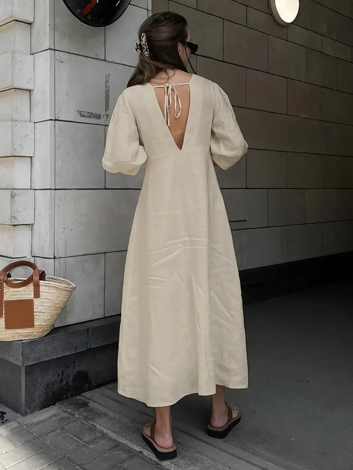 Margot® | Button-Front Knotted Long Dress