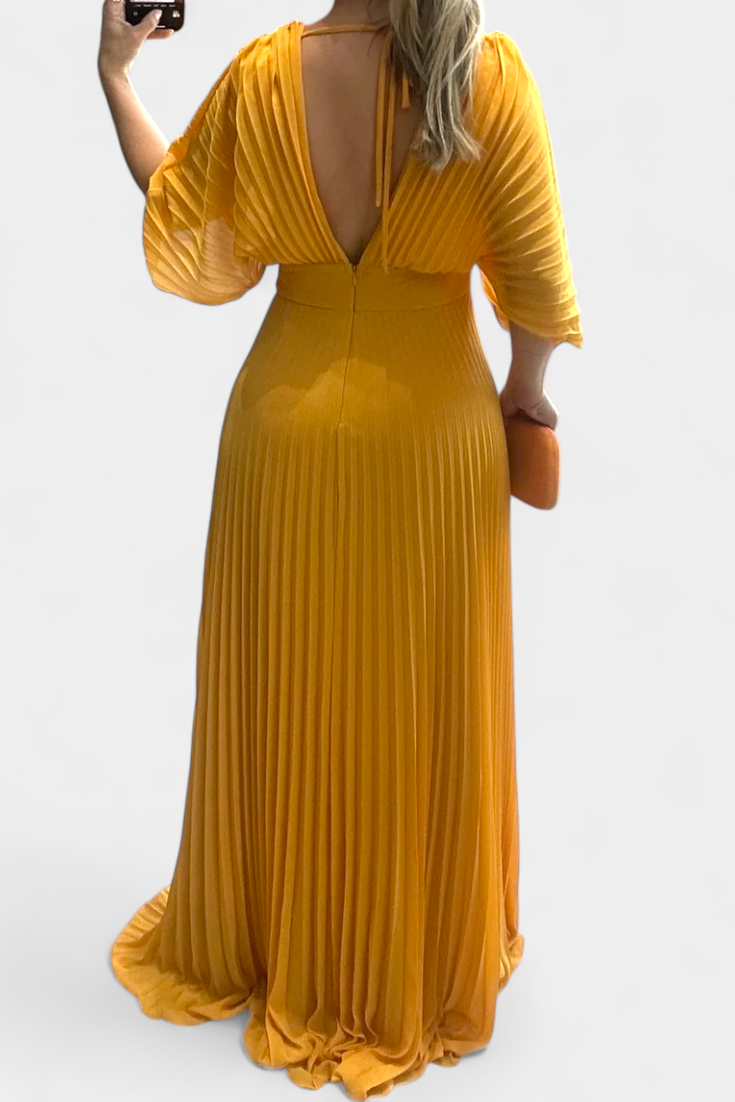 Odele Fluid Pleated Dress with Open Back