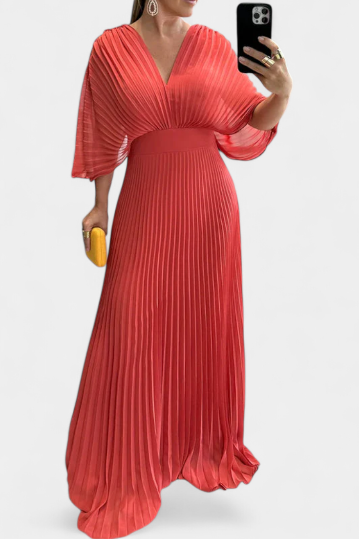 Odele Fluid Pleated Dress with Open Back