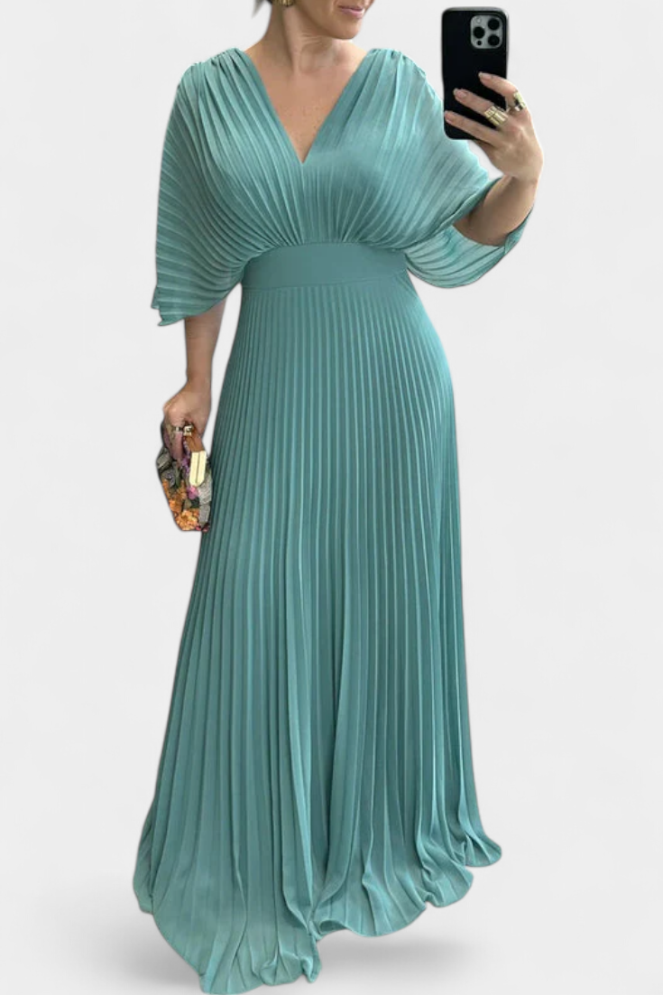 Odele Fluid Pleated Dress with Open Back