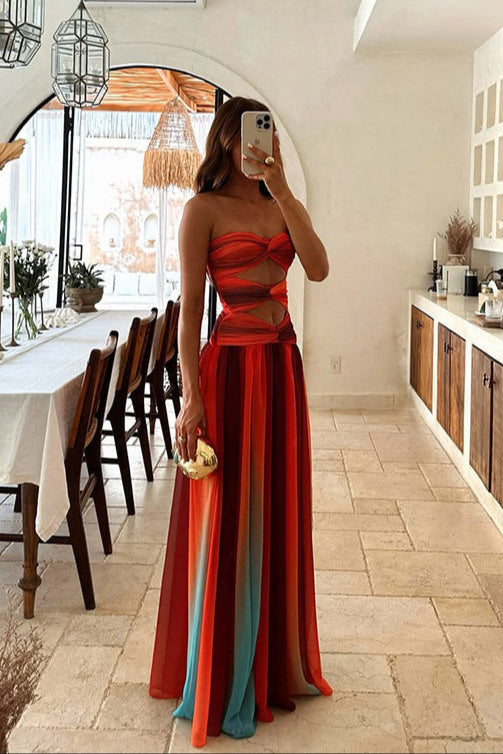Maisie A-Line Cut Strapless Maxi Dress