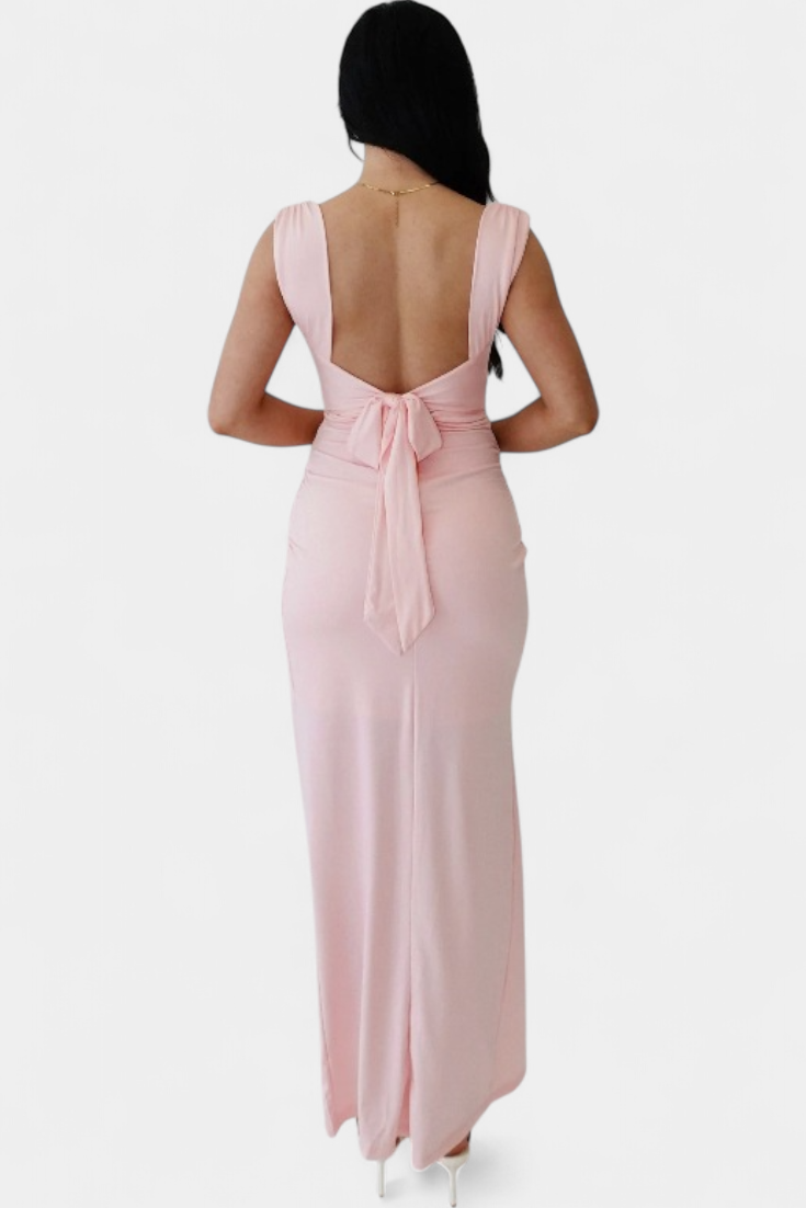 Viveka Dress with Bow on the Back and Elastic Comfort