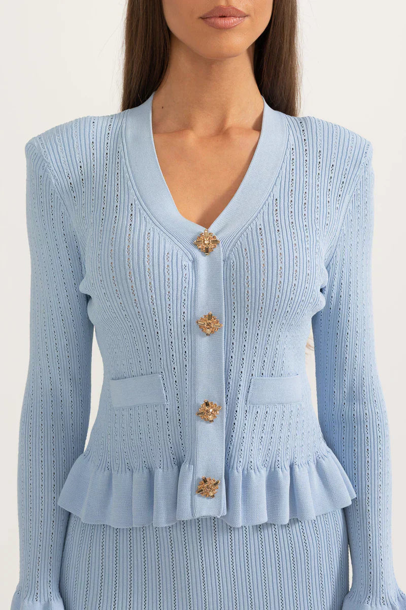 Prudence Refined Knit Midi Dress Set with Button Top