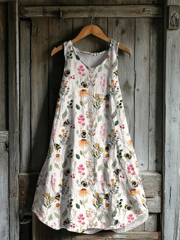 Cute Bee Print Tank Dress