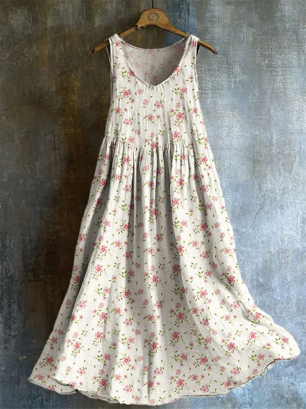 Vintage Cottagecore Floral Flowing Tank Dress