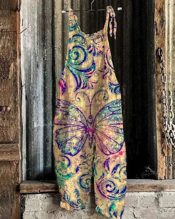 Ivy | Vintage Butterfly Print Jumpsuit