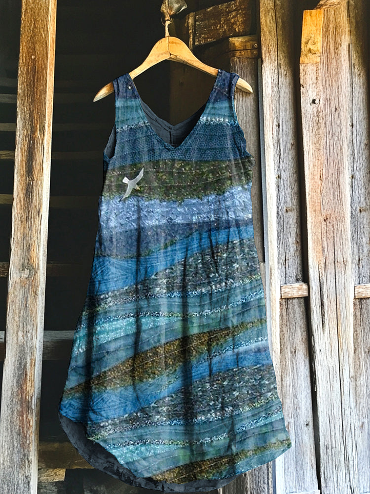 Ocean Gradient Art Art Women's Linen Tank Dress