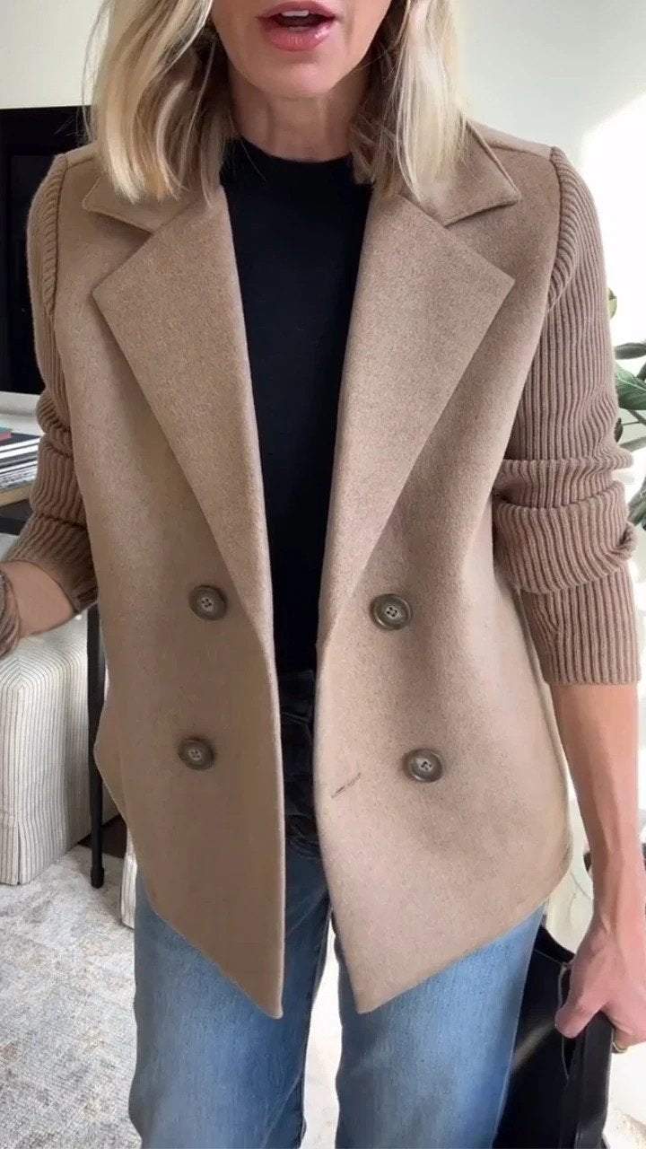 Amora | Elegant Blazer with Knit Sleeves