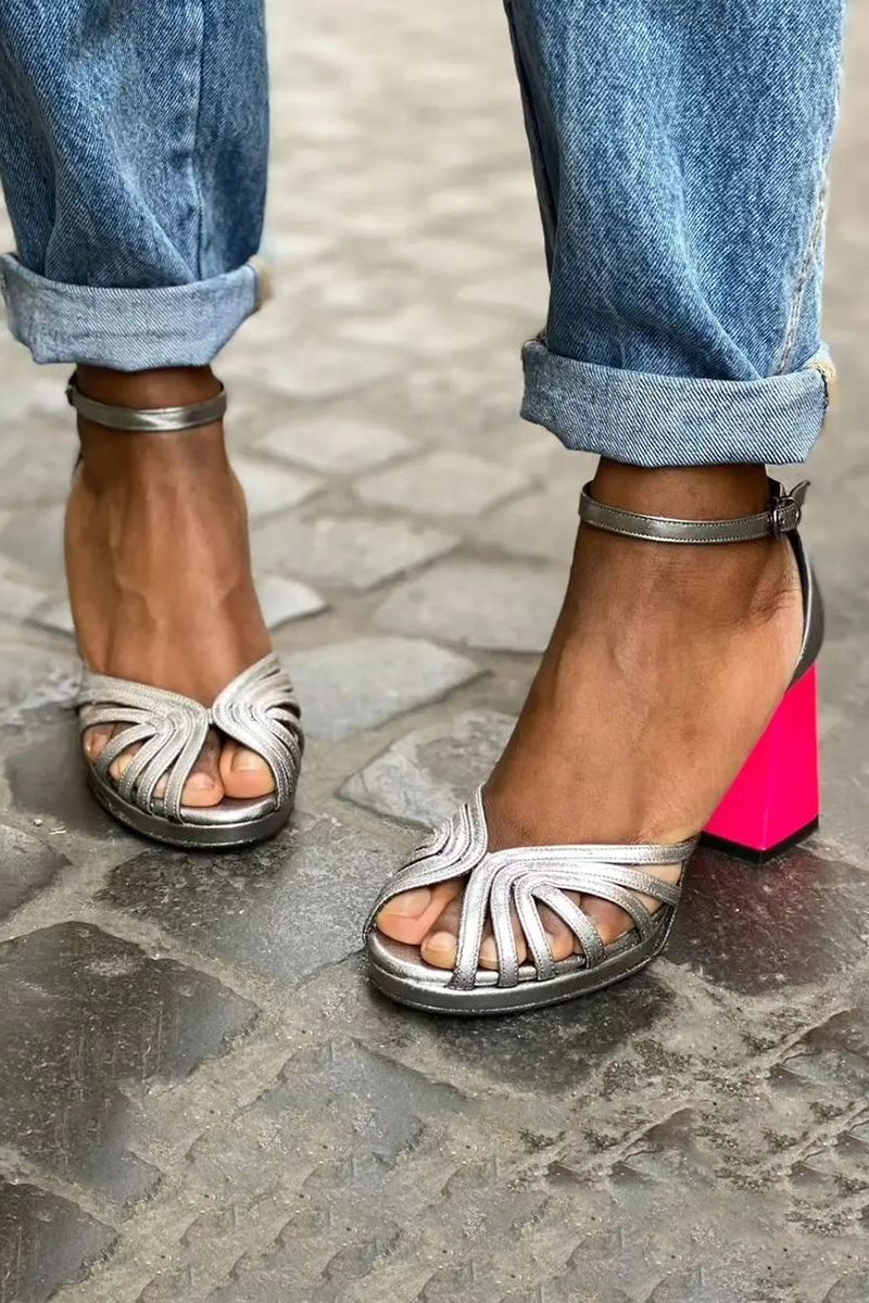 Seraphina™ | Sparkly sandals with a chunky heel and elegant buckle