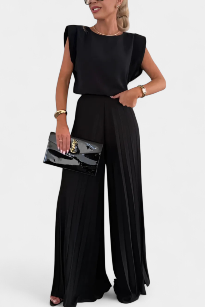 Liora Two-Piece Set with Structured Top and Pleated Pants