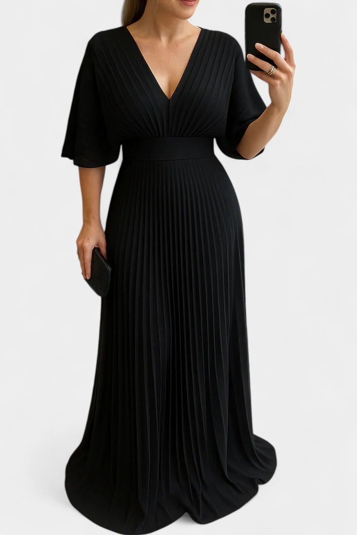 Odele Fluid Pleated Dress with Open Back