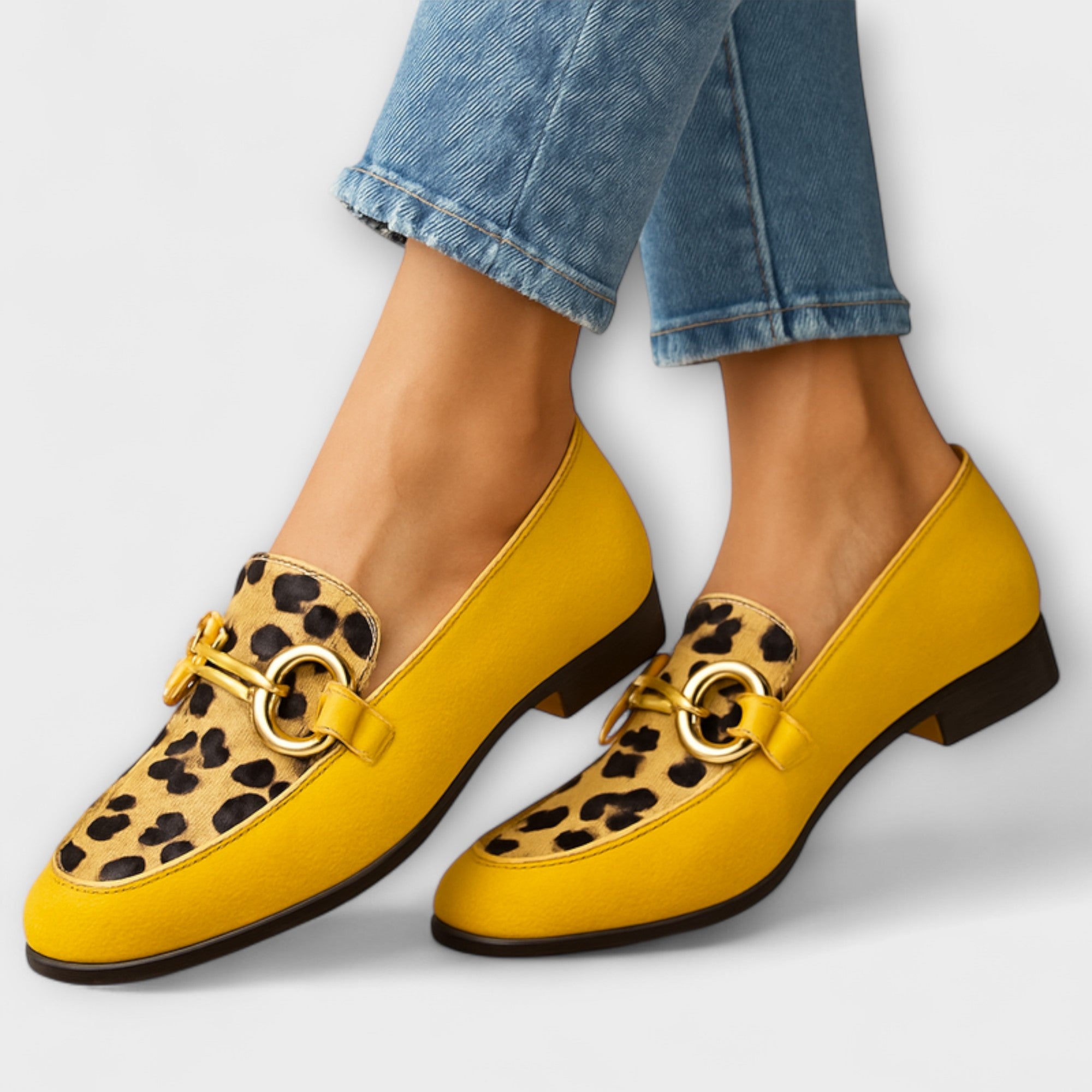 Sonia Animal Print Sneakers with Decorative Buckle