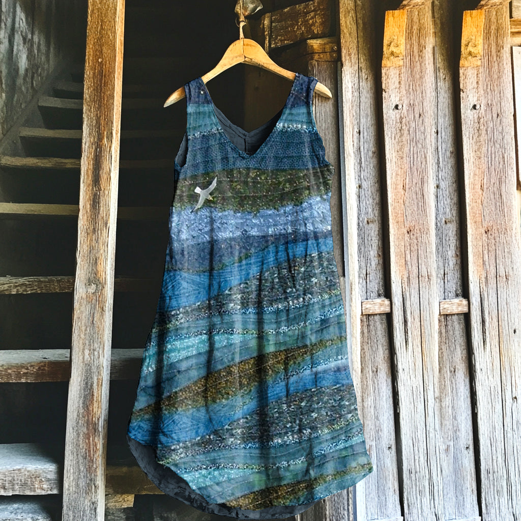 Ocean Gradient Art Art Women's Linen Tank Dress