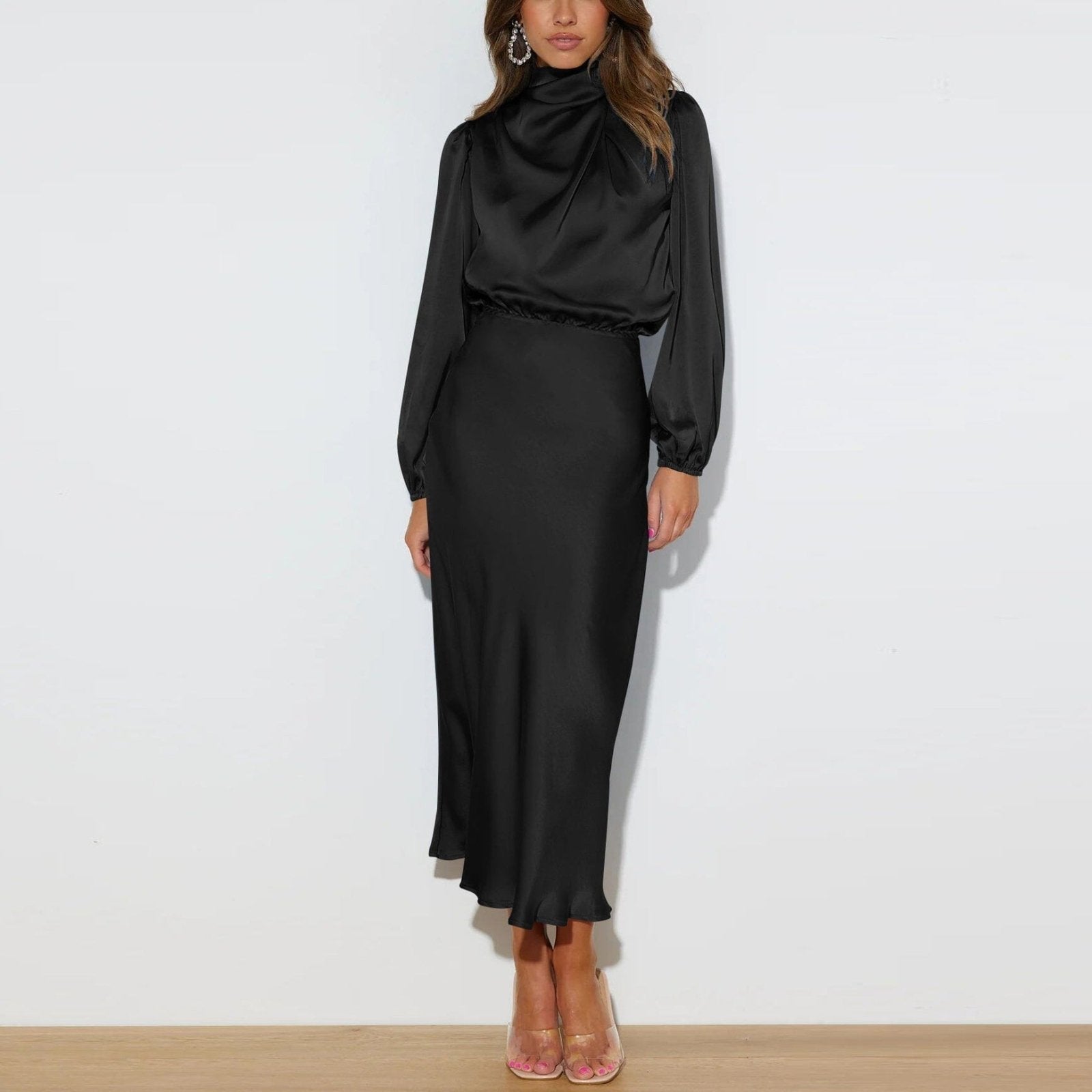 Evelyn™ | Elegant Silk Long Sleeve Dress